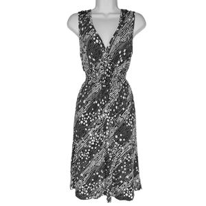 FAITH•♥️•PASSION Smocked Sleeveless Black And White Print Small Stretchy Dress S